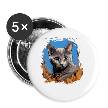 Chaton Korat Chat Korat - Lot de 5 grands badges (56 mm) - blanc - Devant