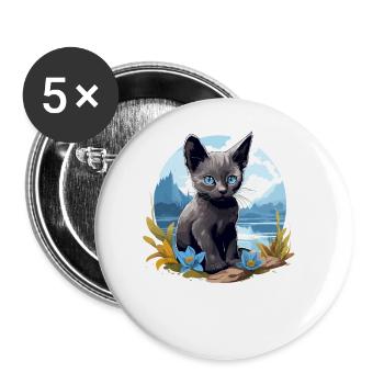 Korat Chaton Korat Chat - Lot de 5 grands badges (56 mm) - blanc - Devant