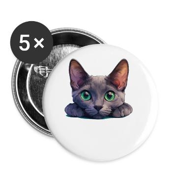 Korat Chaton Korat Chat - Lot de 5 grands badges (56 mm) - blanc - Devant