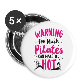 Avertissement de l’instructeur de Pilates - Lot de 5 grands badges (56 mm) - blanc - Devant