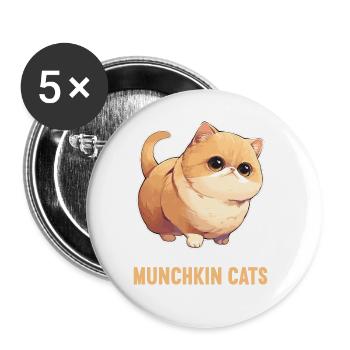 Munchkin Kätzchen Munchkin Katze - Buttons groß 56 mm (5er Pack) - Weiß - Vorne