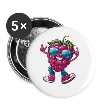 Himbeeren - Buttons groß 56 mm (5er Pack) - Weiß - Vorne