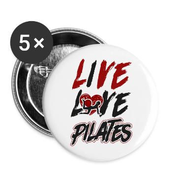 Instructeur de Pilates Professeur en direct - Lot de 5 grands badges (56 mm) - blanc - Devant
