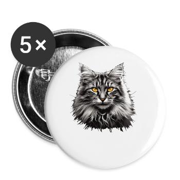 Norwegian Forest Cat Norwegische Waldkatze - Buttons groß 56 mm (5er Pack) - Weiß - Vorne