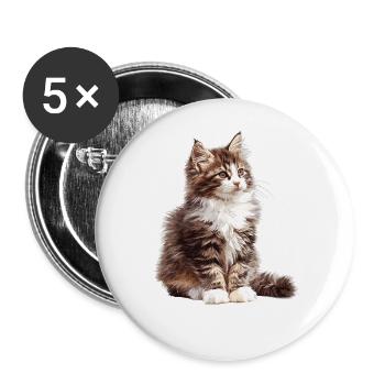 Norwegian Forest Cat Norwegische Waldkatze - Buttons groß 56 mm (5er Pack) - Weiß - Vorne