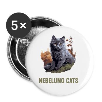 Chaton Nebelung Chat Nebelung - Lot de 5 grands badges (56 mm) - blanc - Devant