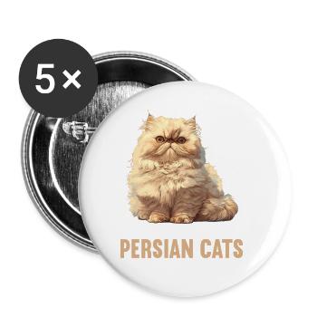 Chat persan Perserkatze - Lot de 5 grands badges (56 mm) - blanc - Devant