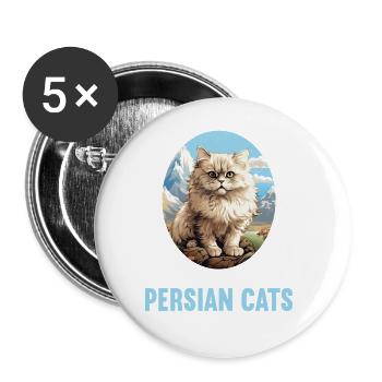 Chat persan Perserkatze - Lot de 5 grands badges (56 mm) - blanc - Devant