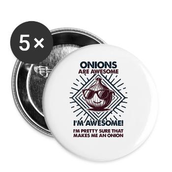 Zwiebeln Sind Großartig - Mama Dad - Buttons groß 56 mm (5er Pack) - Weiß - Vorne
