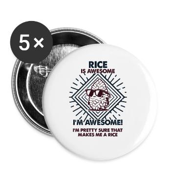 Rice Are Great - Mama Dad - Buttons large 2.2''/56 mm (5-pack) - white - Front