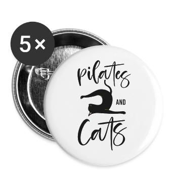 Pilates Instructor Teacher Cat - Buttons groß 56 mm (5er Pack) - Weiß - Vorne