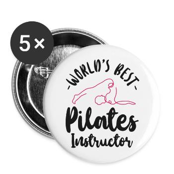 Pilates Instructor Teacher World's - Buttons groß 56 mm (5er Pack) - Weiß - Vorne