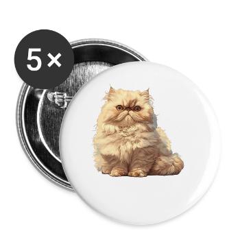 Persian Cat Perserkatze - Buttons groß 56 mm (5er Pack) - Weiß - Vorne
