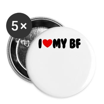 Ich liebe mein BF Red Heart Matching Couple Boyfri - Buttons groß 56 mm (5er Pack) - Weiß - Vorne