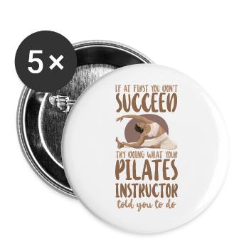 Pilates Instructor Teacher If At - Buttons groß 56 mm (5er Pack) - Weiß - Vorne