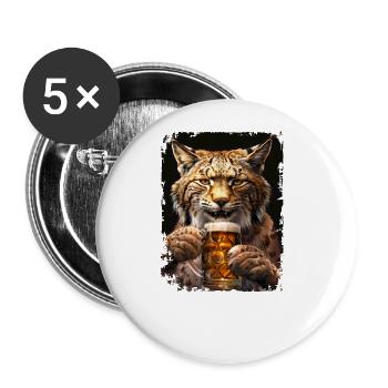 Lecker Bierchen Rotluchs - Buttons groß 56 mm (5er Pack) - Weiß - Vorne