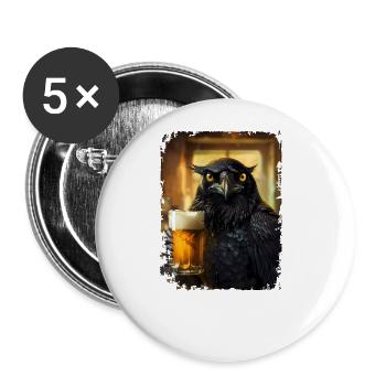 Yummy Beer Crow - Buttons large 2.2''/56 mm (5-pack) - white - Front
