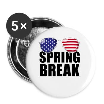 Frühlingsferien, patriotische USA-Flagge, Frühling - Buttons groß 56 mm (5er Pack) - Weiß - Vorne