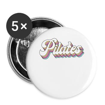 Instructeur de Pilates Professeur Rétro - Lot de 5 grands badges (56 mm) - blanc - Devant