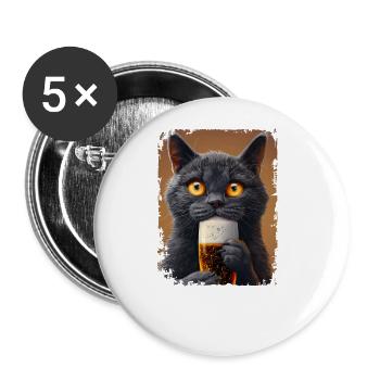 Lecker Bierchen Bussian Blue - Buttons groß 56 mm (5er Pack) - Weiß - Vorne