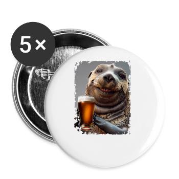 Delicious Beer Sea Lion - Buttons large 2.2''/56 mm (5-pack) - white - Front