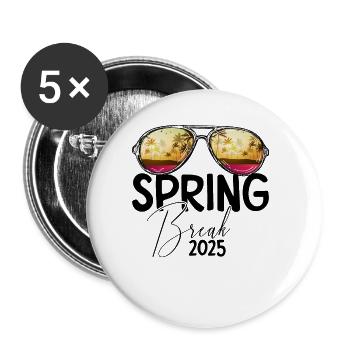 Frühlingsferien 2025 Retro-Frühlingsferien - Buttons groß 56 mm (5er Pack) - Weiß - Vorne