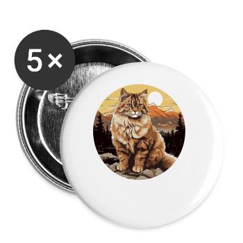 Siberian Cat Sibirische Katze - Buttons large 2.2''/56 mm (5-pack) - white - Front