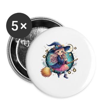 Sweet Witch Finally 6 - Buttons large 2.2''/56 mm (5-pack) - white - Front