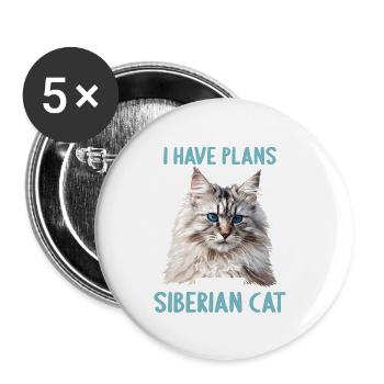 Siberian Cat Sibirische Katze - Buttons groß 56 mm (5er Pack) - Weiß - Vorne