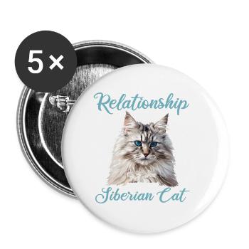 Siberian Cat Sibirische Katze - Buttons groß 56 mm (5er Pack) - Weiß - Vorne