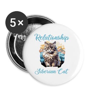 Siberian Cat Sibirische Katze - Buttons groß 56 mm (5er Pack) - Weiß - Vorne