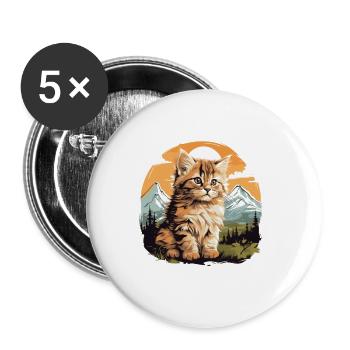 Siberian Cat Sibirische Katze - Buttons large 2.2''/56 mm (5-pack) - white - Front