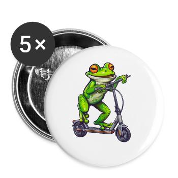 Frosch Roller - Buttons groß 56 mm (5er Pack) - Weiß - Vorne