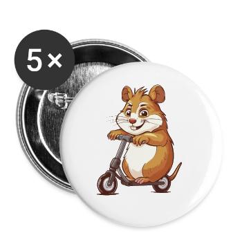 Rouleau de hamster - Lot de 5 grands badges (56 mm) - blanc - Devant