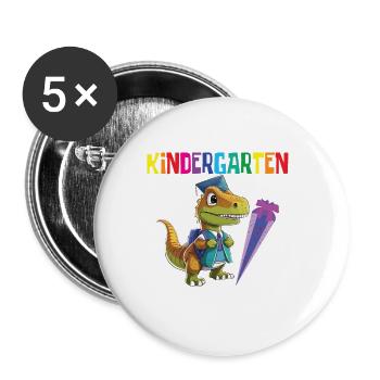 Inscription à l’école Dino Retour à l’école - Lot de 5 grands badges (56 mm) - blanc - Devant