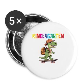 Inscription à l’école Dino Retour à l’école - Lot de 5 grands badges (56 mm) - blanc - Devant