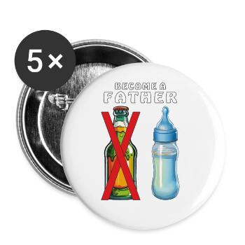 BIBERON DEVENIR PAPA - Lot de 5 grands badges (56 mm) - blanc - Devant