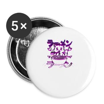 80s style anime ramen cat retro japanese - Buttons large 2.2''/56 mm (5-pack) - white - Front
