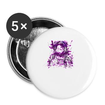 80 Years Stem Glitch Astronaut Purple Tones Outer Space - Buttons large 2.2''/56 mm (5-pack) - white - Front