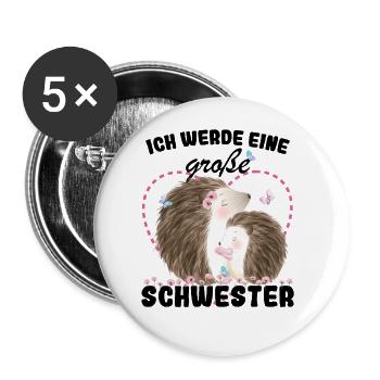 Je vais être une grande sœur en 2025 - Lot de 5 grands badges (56 mm) - blanc - Devant