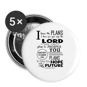 Ich kenne die Pläne, die ich für dich habe, Jeremi - Buttons groß 56 mm (5er Pack) - Weiß - Vorne
