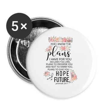 Ich kenne die Pläne, die ich für dich habe, Jeremi - Buttons groß 56 mm (5er Pack) - Weiß - Vorne