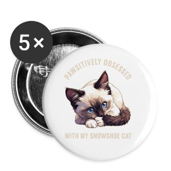 Chaton raquette Chat raquette - Lot de 5 grands badges (56 mm) - blanc - Devant