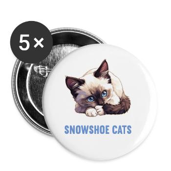 Chaton raquette Chat raquette - Lot de 5 grands badges (56 mm) - blanc - Devant
