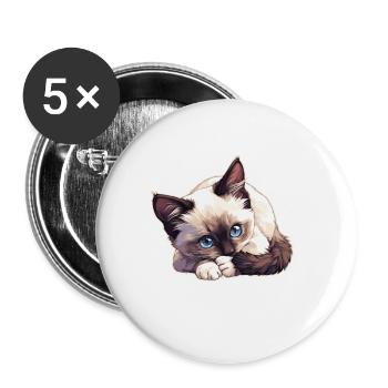 Chaton raquette Chat raquette - Lot de 5 grands badges (56 mm) - blanc - Devant