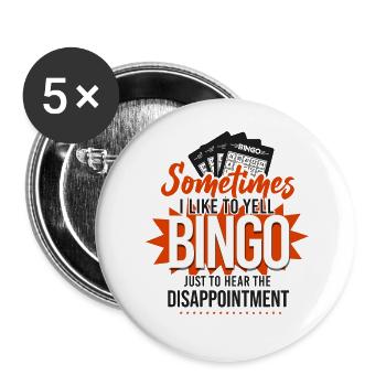 Joueur de bingo parfois j’aime - Lot de 5 grands badges (56 mm) - blanc - Devant