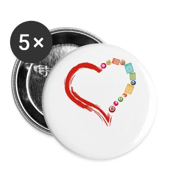 Bingo Player Heart - Buttons large 2.2''/56 mm (5-pack) - white - Front