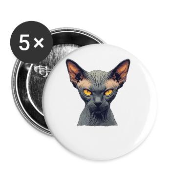 Sphynx Kätzchen Sphynx Katze - Buttons groß 56 mm (5er Pack) - Weiß - Vorne