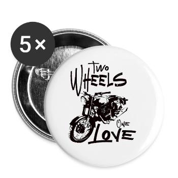 Two Wheels One Love Motorcycle Biker Motorcyclist - Buttons large 2.2''/56 mm (5-pack) - white - Front