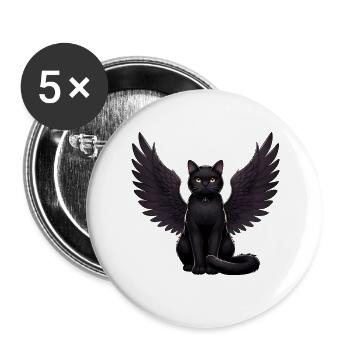 Black Cat Gothic Angel Dark Angel - Buttons large 2.2''/56 mm (5-pack) - white - Front